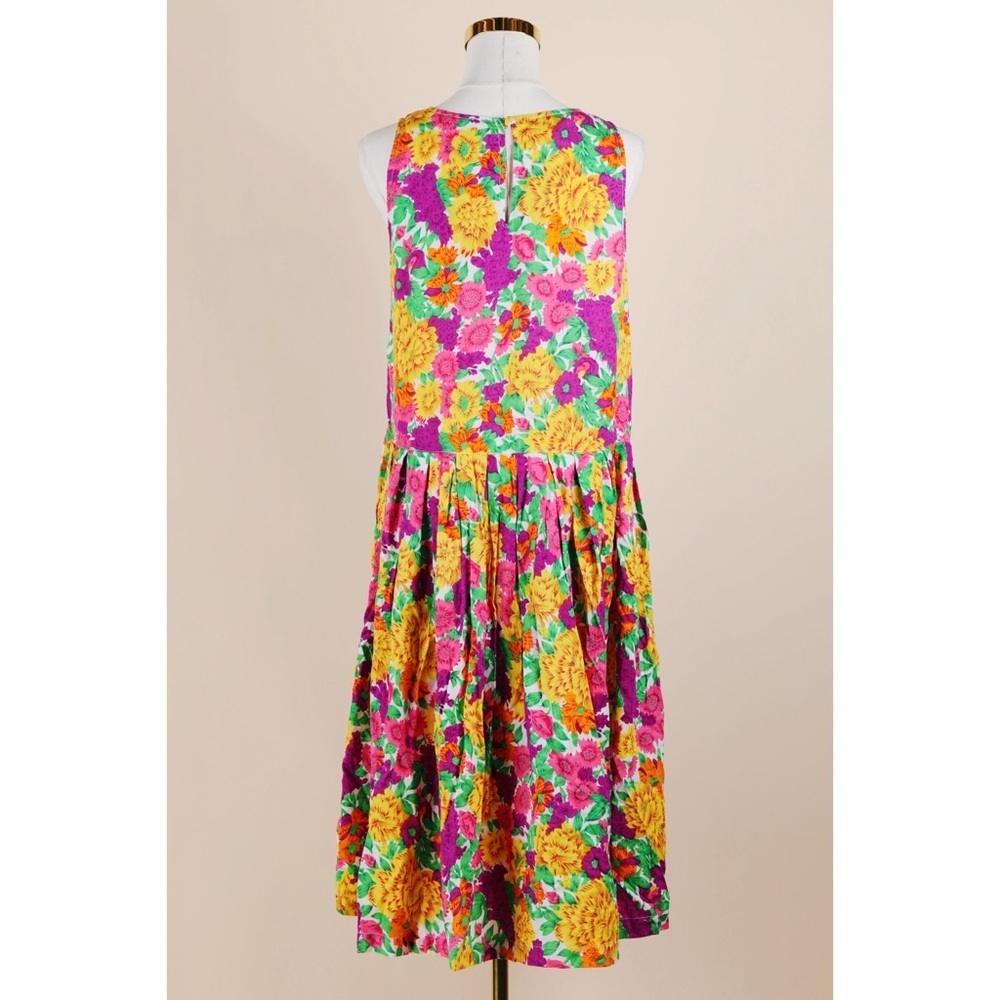 Sz M Vtg Penbrooke Lane Colorful Floral Sleeveless A-Line Midi Dress NWT - Picture 3 of 4